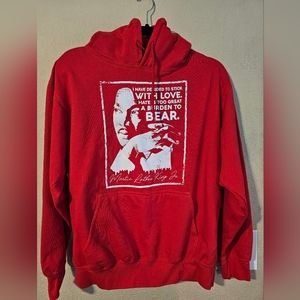 Three layer women's Hooded Martin Luther King print us size medium color red